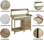 costoffs potting bench wood garden potting table with, close-up detail