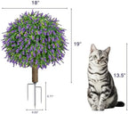 24.7" artificial boxwood topiary ball trees with lavender shown in use
