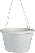 The HC Companies Euro Hanging Basket Planter Decorative 12-Inch Large Plastic Hanging Basket w/Swirl Design for Outdoor Plants, White
