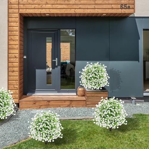 enven white artificial flowers for outdoors, 2 pack, package contents