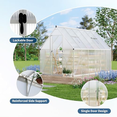 6'x11' aluminum-framed polycarbonate greenhouse, heavy duty polycarbonate greenhouse, package contents