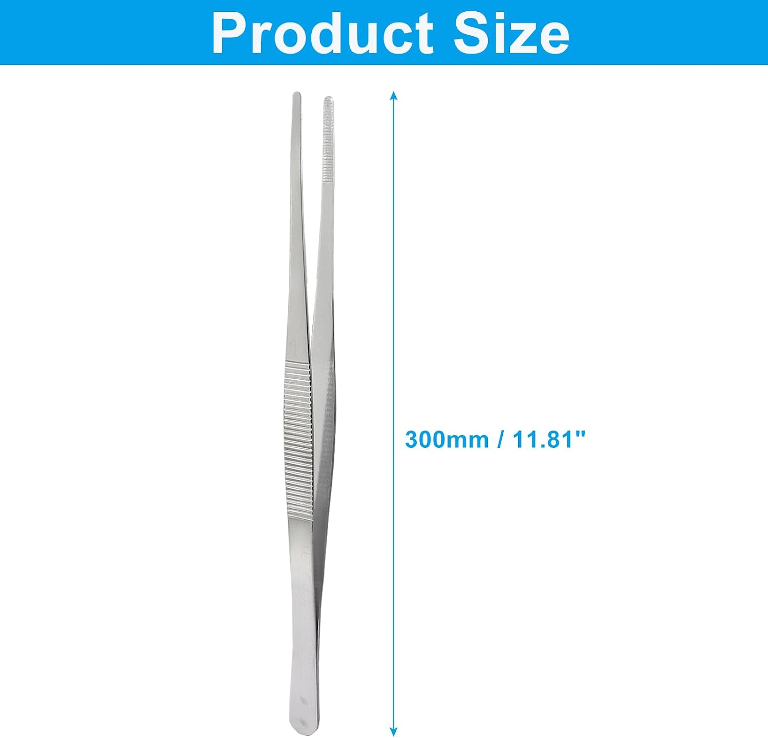 Bonsicoky 1 Pcs Tweezers Nipper, 12 Inch, Stainless Steel, Silver | Extra Long, For Aquarium, Crafts, Jewelry, Food and Horticulture