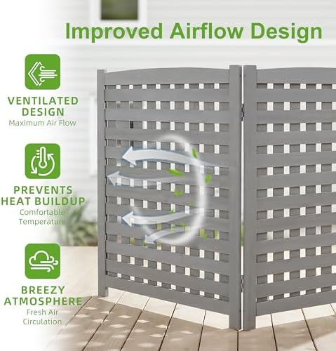 3-panel outdoor air conditioner fence screen, outside wood showing dimensions