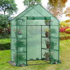 giantex walk-in greenhouse, 4 tier 8 shelves, portable shown in use