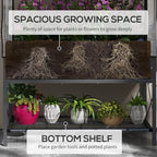 outsunny raised garden bed with cover and storage, side view