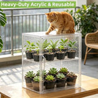 mini greenhouse indoor with magnetic door, l-2tier-1pcs on a desk or shelf