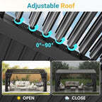 12' x 16' pergola with curtain & adjustable, side view