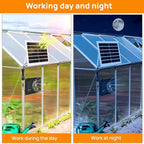 solar powered waterproof exhaust fan for chicken coop, close-up detail