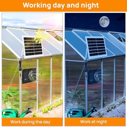 solar powered waterproof exhaust fan for chicken coop, close-up detail