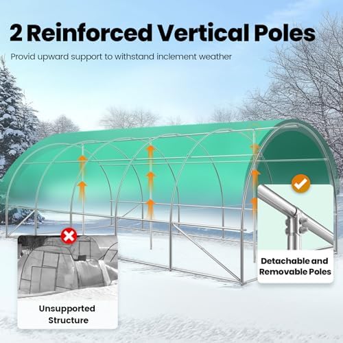 king bird premium 25x10x6.6ft greenhouse for outdoors, large, close-up detail