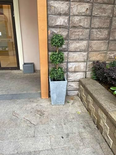 all season green 3ft artificial outdoor boxwood topiary, side view