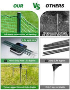 temporary fence with metal posts, 40" hx50'l garden, close-up detail