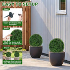 grooy 2 pack artificial boxwood topiary ball trees, close-up detail