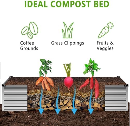 diiyiv 2pcs 12x4x1ft galvanized raised garden bed kit,vegetable, close-up detail