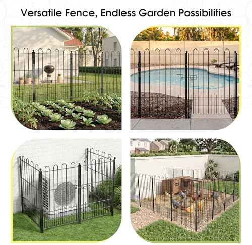bepatio 5 panels arc metal tall garden fence, front angle view