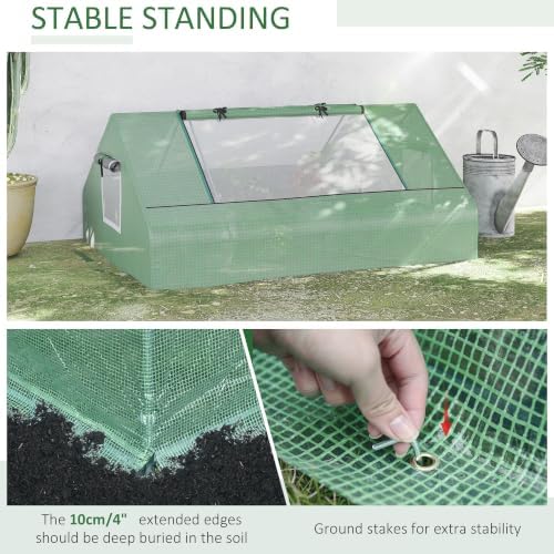 outsunny 71" x 55" x 32" mini greenhouse, side view