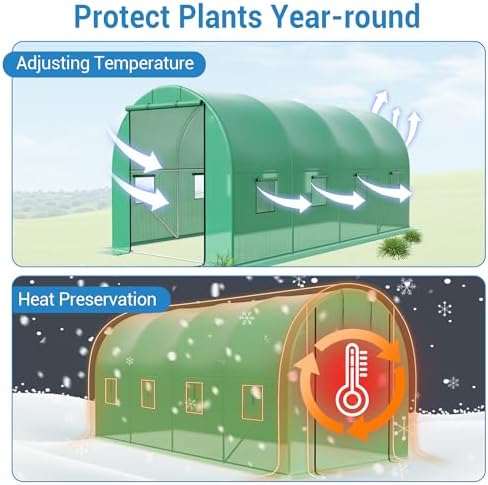 15×7×7ft walk-in tunnel greenhouse, side view