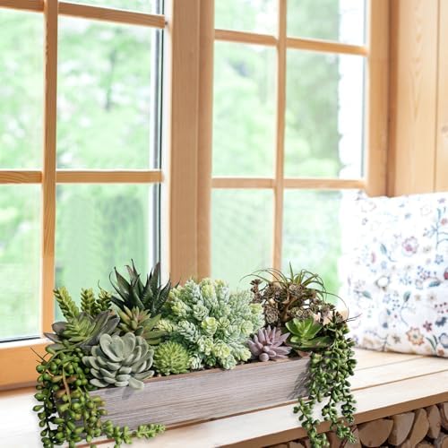 winlyn 15" artificial succulents plants arrangement fake succulent, side view