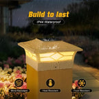 jofios solar fence post lights 6pack, cap lights, close-up detail