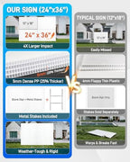 mulctun 24"x36" 5mm blank yard signs with stakes,10pcs, close-up detail
