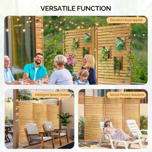 vingli 74" x 36" wooden privacy fence for, side view