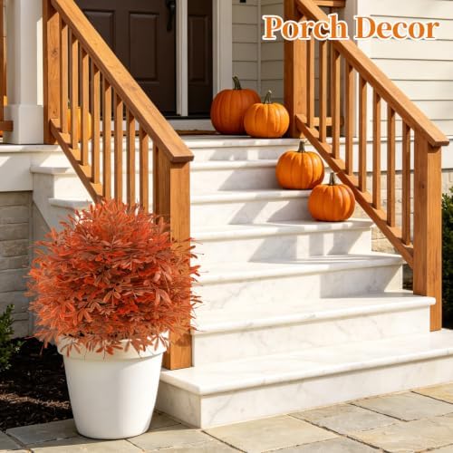 yangrass 2 pack fall artificial cedar topiary balls on a desk or shelf