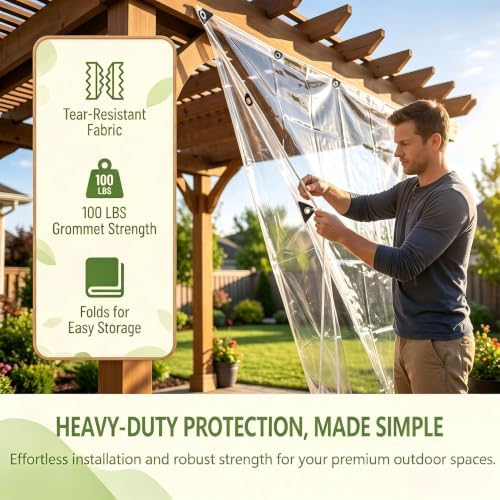 clear tarps 8x10ft heavy duty waterproof with grommets shown in use