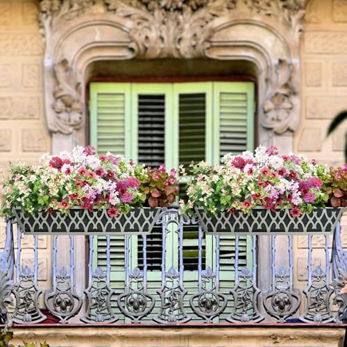24 inch window boxes planters railing planter box, front angle view