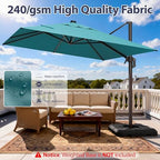 9' x 12' cantilever patio umbrella rectangle outdoor showing dimensions