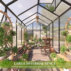 6*8.2ft greenhouse for outdoors,polycarbonate greenhouse with stronger wind, side view
