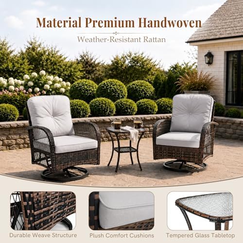 outdoor swivel rocker patio chairs, 3 piece patio, close-up detail