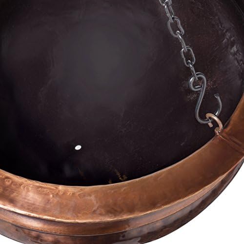 h potter hanging planter - antique copper finish showing dimensions