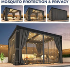 pergola 10'x12' with thick aluminum frame, adjustable roof, side view