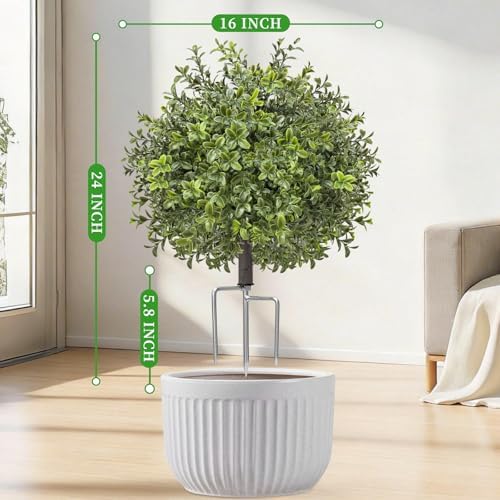ereal 24'' artificial boxwood topiary, pack of 2, close-up detail