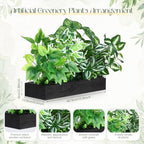 canlierr artificial greenery plants arrangement in rectangular wooden shown in use