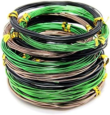 9 Rolls Bonsai Wires, Anodized Aluminum Bonsai Training Wire with 3 Colors (Black, Brown, Green) and 3 Sizes (1.0 mm, 1.5 mm, 2.0 mm), Total 147 Feet