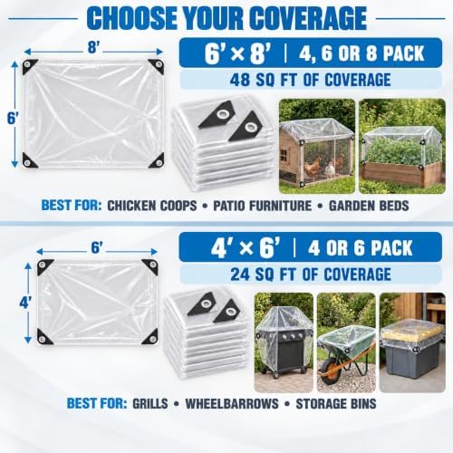 6 x 8 ft clear tarps waterproof for, close-up detail