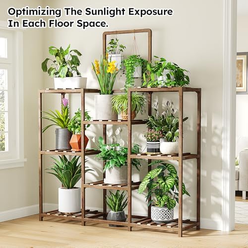 enhomee 47.2" outdoor plant stand with 8-tier for showing dimensions