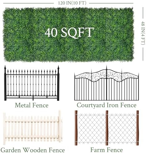 artificial ivy privacy fence screen, 48"x120" (40 sqft) shown in use
