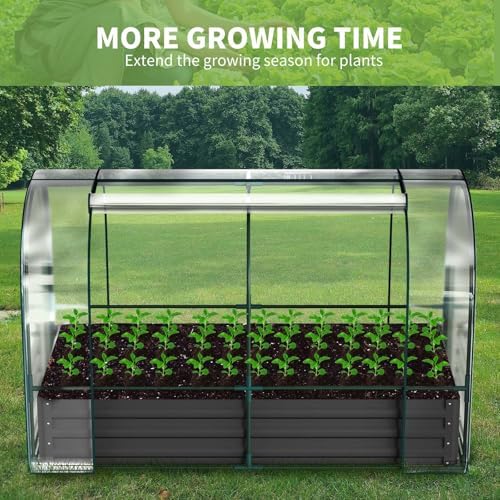 docred garden bed with pvc cover, 72.8" x, side view