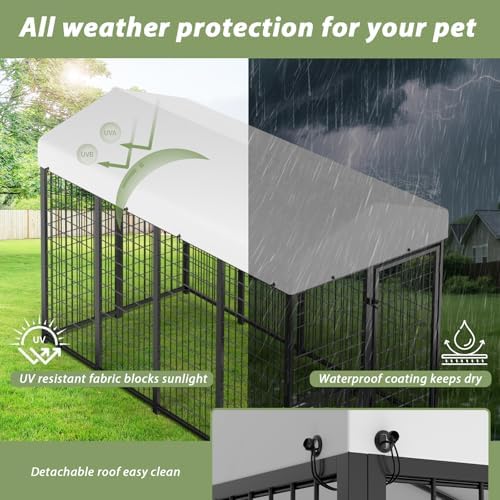 lovmor 8' x 4' outdoor dog kennel with, close-up detail