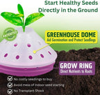 outdoor germination and grow kit with greenhouse domes shown in use