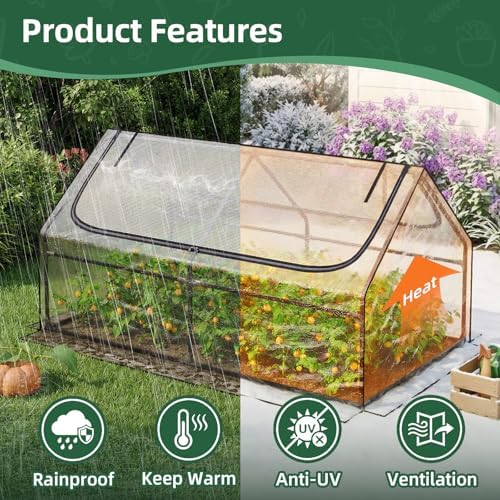 superlele 6x3x3ft mini greenhouse with 2 large zipper, close-up detail