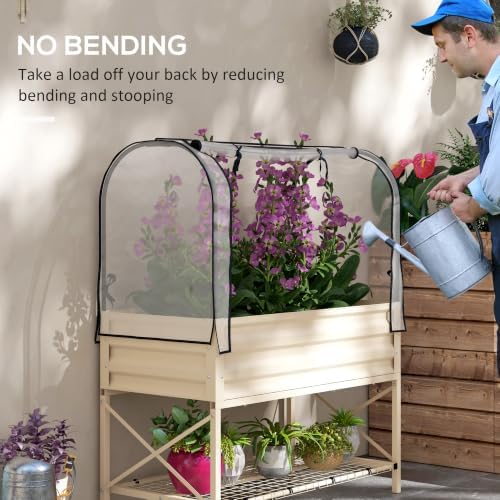 outsunny raised garden bed with cover and storage, package contents