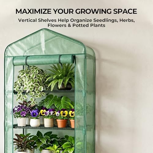 worth garden 5 tier mini sun shade greenhouse showing dimensions