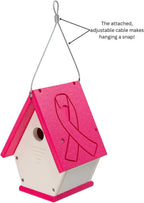 Recycled Poly Lumber Wren Chateau Birdhouse - Made in The USA - Perfect Garden and Backyard Birdhouse for Wrens, Chickadees, and Warblers! (Pink/White)