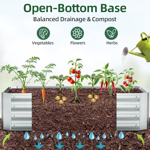 ohuhu 4x2x1 ft raised garden bed outdoor with, close-up detail