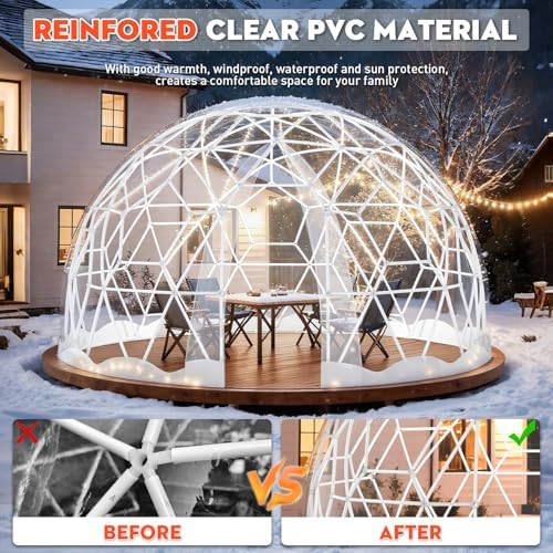 garden dome bubble tent house outdoor, upgraded geodesic, close-up detail