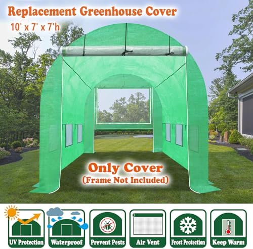 replacement greenhouse cover for walk in greenhouse frame, close-up detail