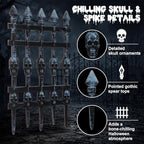 11.8 x 19.6 inch halloween wooden skull fence, close-up detail
